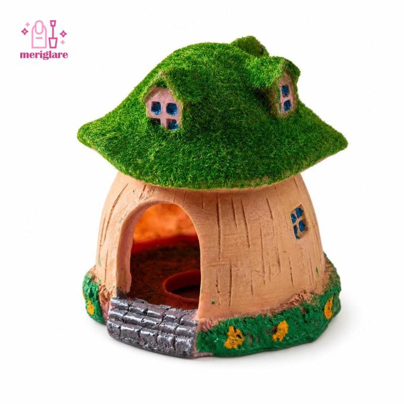 Fungi House Hideaway Nước ngọt-Safe Fungi House Trang trí Nơi trú ẩn bể cá với mái rêu Nhỏ gọn tự nh