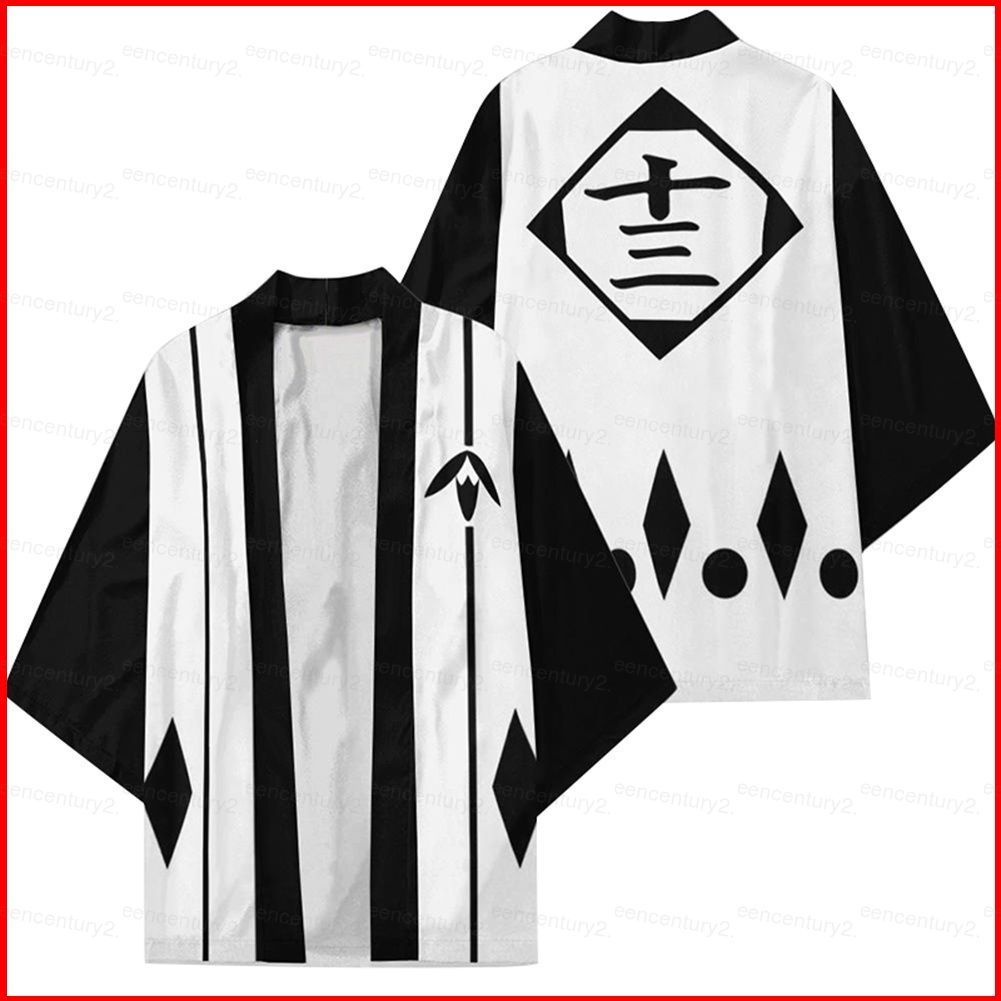 BLEACH Kimono Haori Dài Tay Cosplay Rukia Top Anime Áo Khoác Ngoài Unisex Cardigan Plus Kích Thước