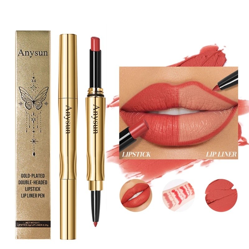 Double-EndedLipstick & LipLinerPen-MatteVelvetyFinish, PrecisionLipContouring, 2 trong 1Long-Lasting