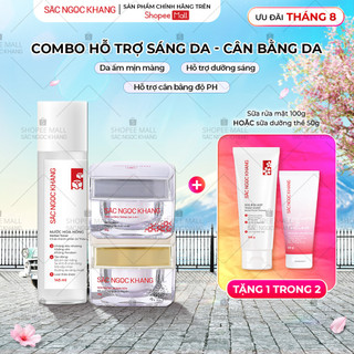 Combo Dưỡng Da, Hỗ trợ Cải Thiện Sạm Nám, Đốm Nâu, Se Khít Lỗ Chân Lông Sắc Ngọc Khang [Combo kem ngày đêm + NHH 145ml]