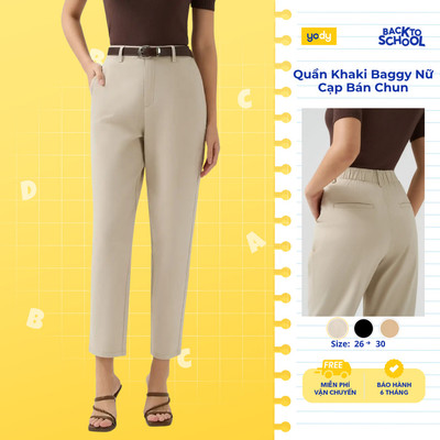 Quần Kaki Nữ YODY Khaki Dáng Baggy, Cạp Bán Chun TRA - WCCH25A037