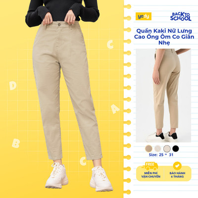 Quần kaki nữ YODY quần baggy lưng cao co giãn 4 chiều mềm mịn TRA - QJN3072