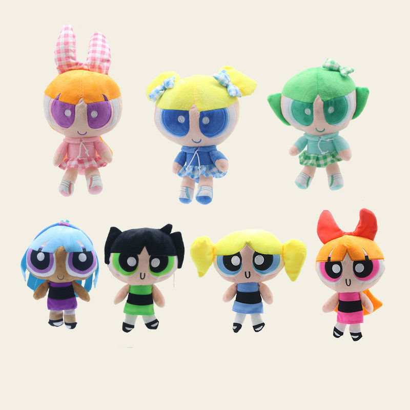 Powerpuff Girls Series Sáng Tạo Mới Kẻ Sọc Áo Sơ Mi Powerpuff Bé Gái Hoạt Hình Sang Trọng Búp Bê Trẻ