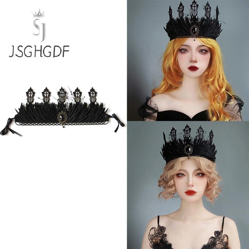 JSGHGDF * Goth Crown Witch Crown Headpiece Black Queen Crown Goth Headband Halloween