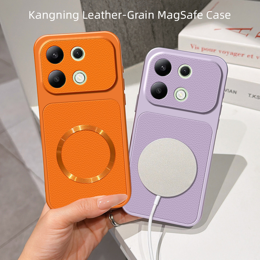 Áp dụng cho Xiaomi Redmi Note 13 4G 23129RAA4G 23124RA7EO 23129RA5FL Vỏ điện thoại da mờ tròn sạc từ