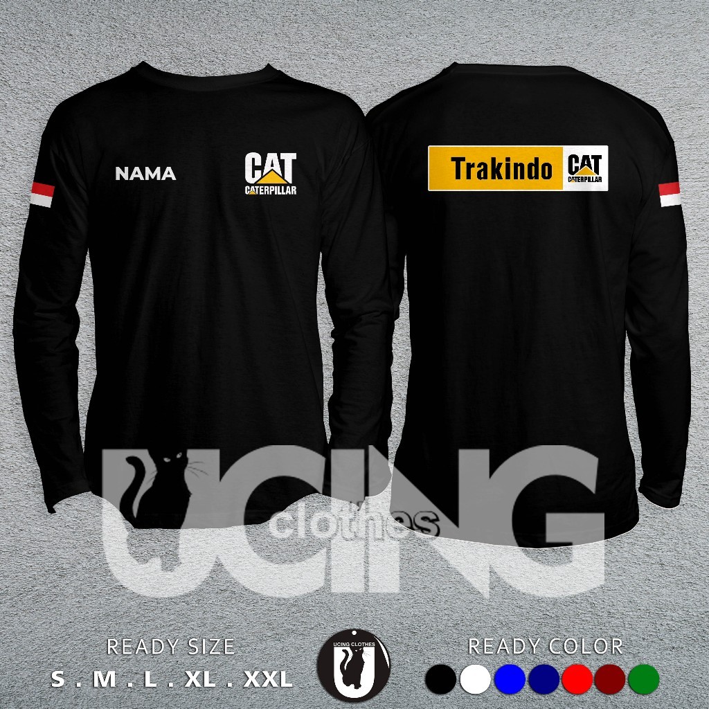 Áo thun dài tay Trakindo CAT Caterpillar Your Name Free Distro