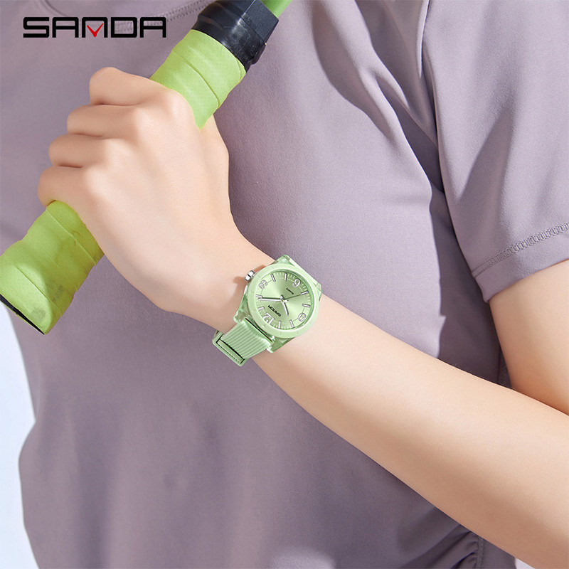 Đồng hồ thạch anh mờ SANDA Unisex Ice Crystal 5ATM Siêu nhẹ chống nước & phát sáng