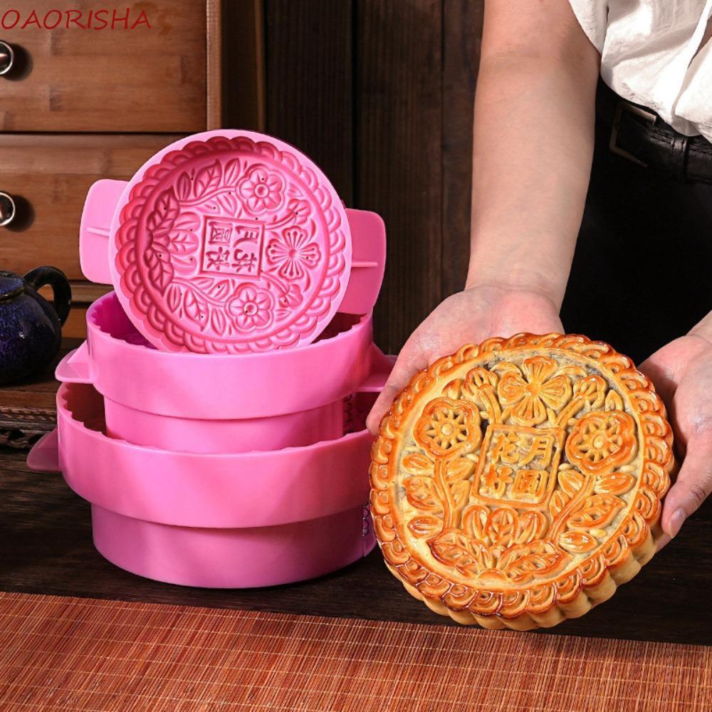 Khuôn làm bánh trung thu lớn OAORISHA, Khuôn làm bánh trung thu 3D dễ dàng làm mờ khuôn, 300g 600g 1
