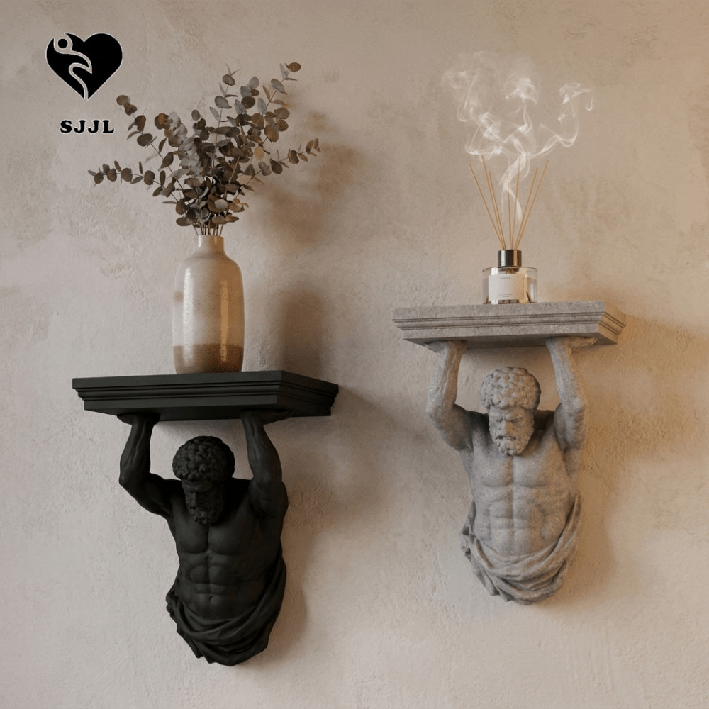 Kệ treo tường SJJL Atlas, Giá đựng đồ nổi in 3D trang trí, Kệ trưng bày tường bằng nhựa cổ điển Atla