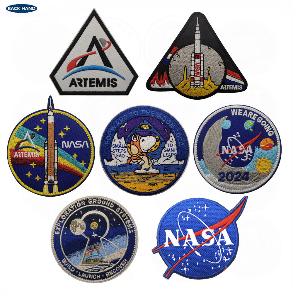 NASA To the Moon 2024 Space Battle Patch Artemis Project Velcro Armband