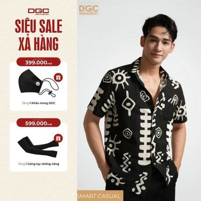 Áo sơ mi ngắn tay DGC Dáng suông Smart Casual, chất vải thoáng mát - SASNBE45M