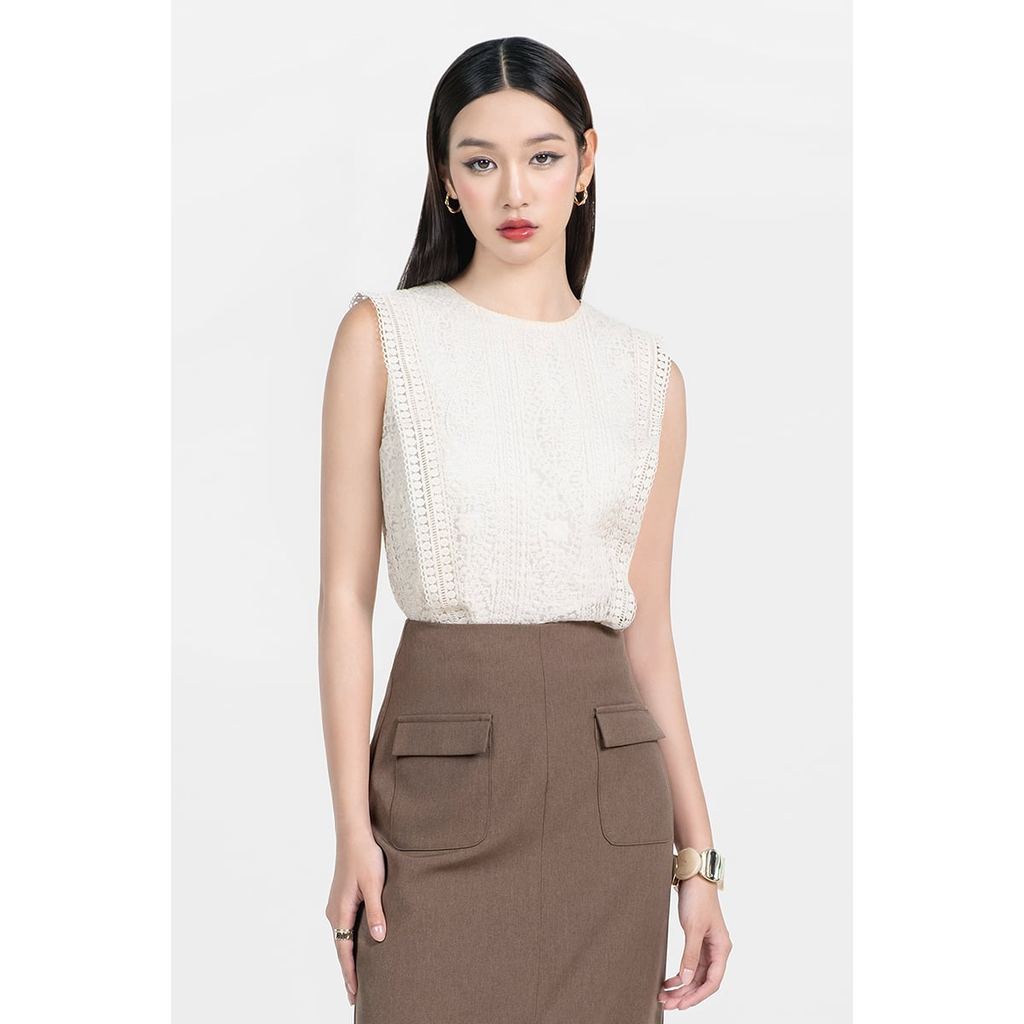 FREELANCER Áo Blouse Ren Hoa Thanh Lịch – FWBL25FH03C – Cotton Mềm Mại, Thoáng Mát