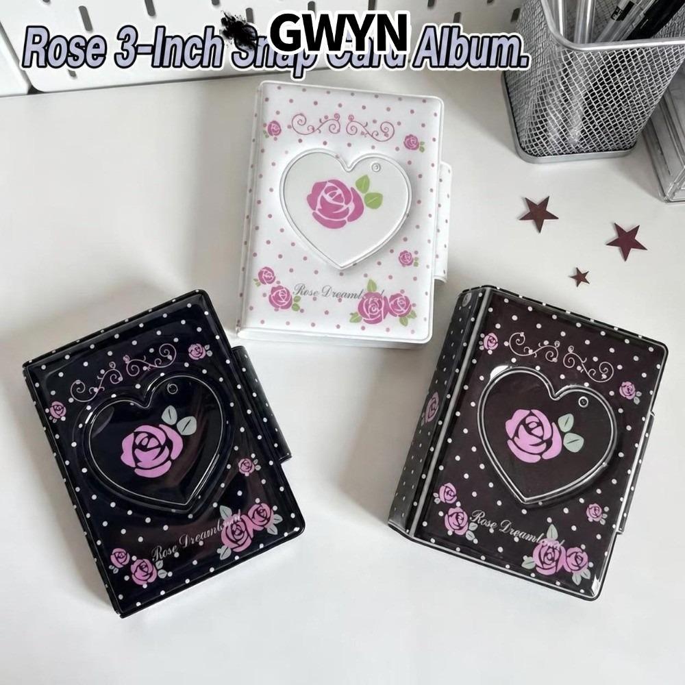 GWYN‌ Album Ảnh 3 Inch, Nút Chụp In Hoa Hồng Photocard Giá Đỡ, Trái Tim Đa Năng Rỗng Photocard Binde