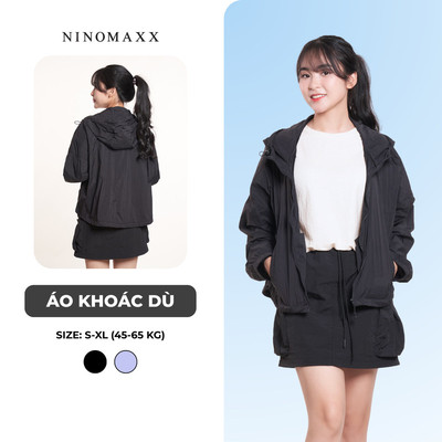 Áo Khoác Dù Nữ Tay Dài 1 Lớp Form Mũ Rộng Túi Trong, Dây Rút Điều Chỉnh Tiện Lợi NINOMAXX 2407028