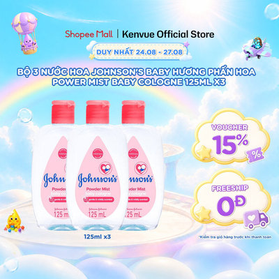 Combo 3 Chai Nước Hoa Cho Bé Johnson's Baby Cologne Hương Phấn Hoa Power Mist Baby Cologne 125ml