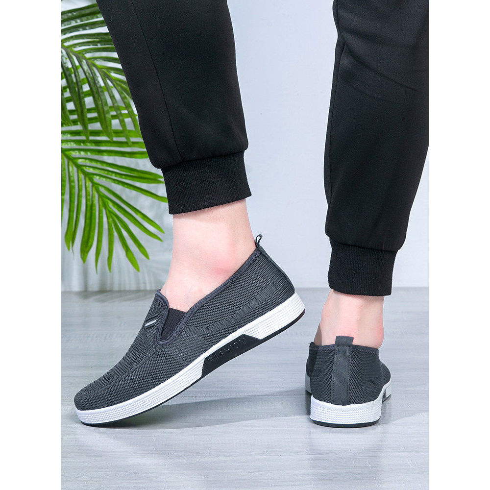 Heyun Xiangfei Dệt Lưới Thoáng Khí Giày Nam Mùa Hè Bàn Đạp Đế Mềm Chống Trơn Trượt Nhẹ Thoải Mái Già
