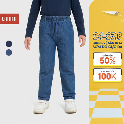 Quần jean bé trai CANIFA cạp chun dáng baggy chất liệu cotton jeans mềm 2BJ25W001