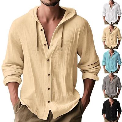Áo Hoodie nam màu trơn Nút dài tay dáng rộng phong cách WJF8