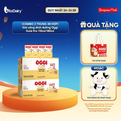 [COMBO 2 THÙNG 48 HỘP] Sữa uống dinh dưỡng Oggi Gold Pro hỗ trợ tối ưu hấp thu, hỗ trợ tăng cân - Hộp 110ml/180ml