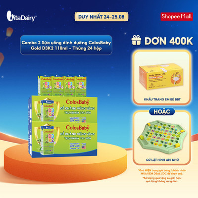[COMBO 2 THÙNG 24 HỘP] Sữa uống dinh dưỡng ColosBaby Gold D3K2 110ml – Bổ sung canxi, hỗ trợ xương chắc khỏe