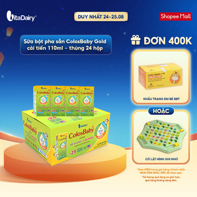 [THÙNG 24 HỘP] Sữa uống dinh dưỡng ColosBaby Gold cải tiến 110ml - Bổ sung năng lượng, Thơm ngon dễ uống