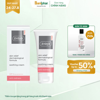 [Chính Hãng] Kem dưỡng Ziaja Med Skin Relief dịu nhẹ ngừa mẩn đỏ 50ml