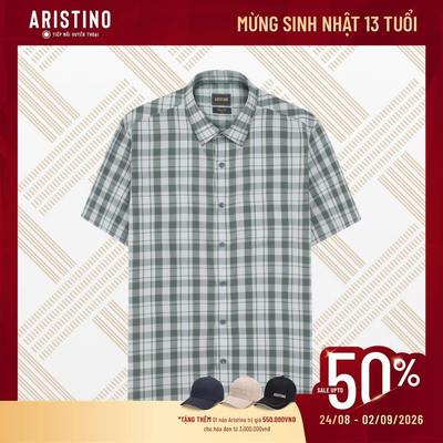 Áo Sơ Mi Nam Kẻ Tay Ngắn Aristino Perfect Fit ASS084AS3