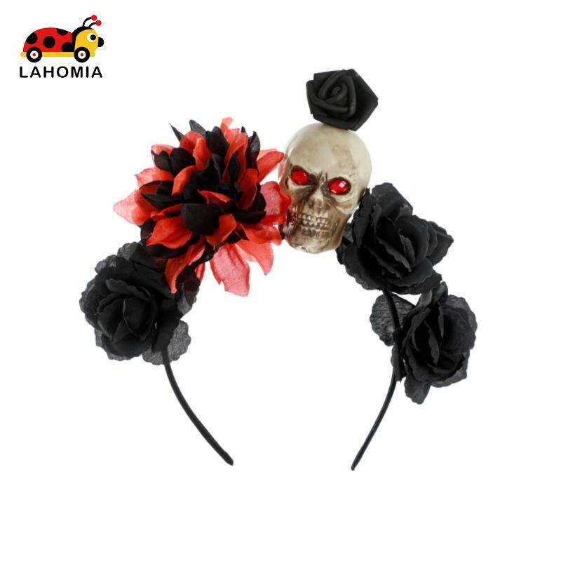Băng Đô Halloween Với Đầu Lâu Và Hoa Đầu Lâu Hoa Băng Đô Quấn Tóc Lễ Hội Phụ Kiện Tóc Rộng Cho Cospl