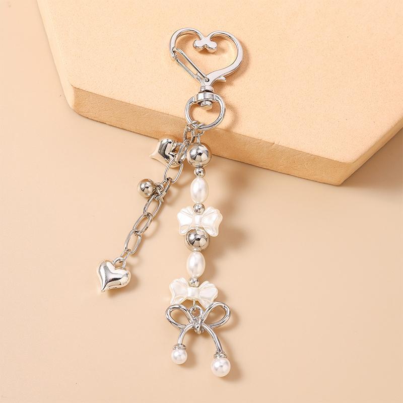 [Boutique1] Móc khóa nơ thanh lịch dành cho nữ Cô gái Trái tim tình yêu Túi ngọc trai Mặt dây chuyền