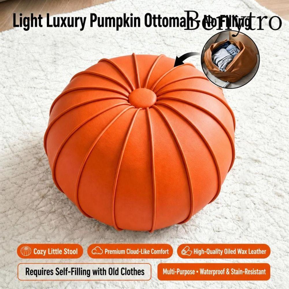 Benytro BENYTRO Storage Ottoman, Da Hình Tròn Có Thể Lấp Đầy Ottoman Pouf, Phong Cách Sang Trọng Thấ