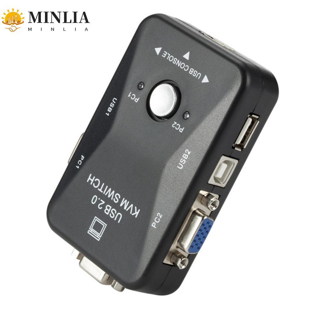 MINLIA 2 cổng VGA KVM Switch, 2 trong 1 Out VGA USB 2.0 KVM Switch Splitter, Phím chuột Chia sẻ USB 
