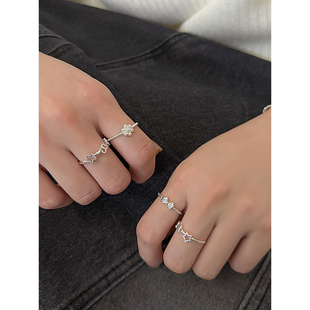 Hàn Quốc Hàn Quốc Tinh Tế Nơ Mini Hoa Mỏng Nhẫn Mở Nhẫn Nữ Niche Thiết Kế Tinh Tế ins Nhẫn Cao Cấp