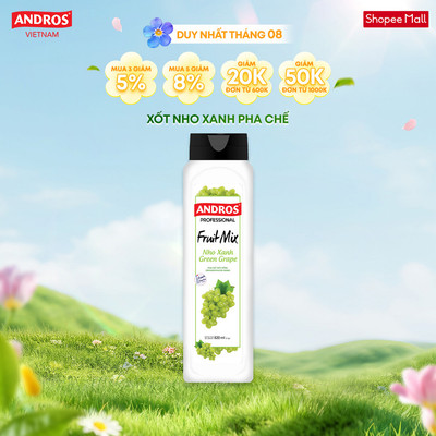 Xốt Nho Xanh Pha Chế - Làm từ trái cây thật - Nguyên liệu pha chế - ANDROS FRUIT MIX - 820ml