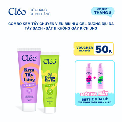 [LIVE] Combo Kem Tẩy Lông Bikini, Chuyên Tẩy Lông Vùng Nhạy Cảm Cho Nữ & Nam Cleo 50g & Gel dưỡng dịu da 20g