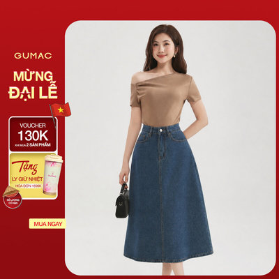 Chân Váy Jeans Gmorning - GUMAC Form A Tôn Dáng Túi Mổ Hàm Ếch Thanh Lịch YVJF01071 - YVG07102