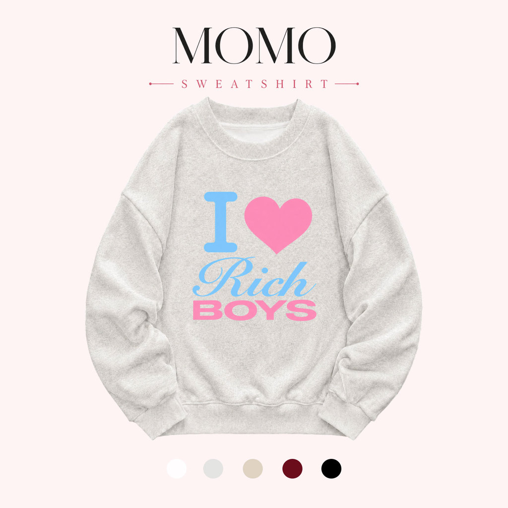 Áo nỉ nữ ngoại cỡ MOMO I Love Rich Boys Y2K Style