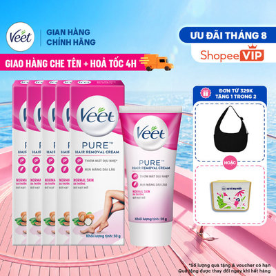 [HỎA TỐC 4H] Combo 5 Kem tẩy lông Veet Pure cho da thường 50g, công thức cải tiến