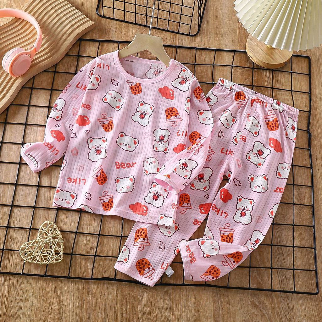 Spring men's and women's suits bb Baby and toddler pure cotton thin pajamas, long-sleeved, children'