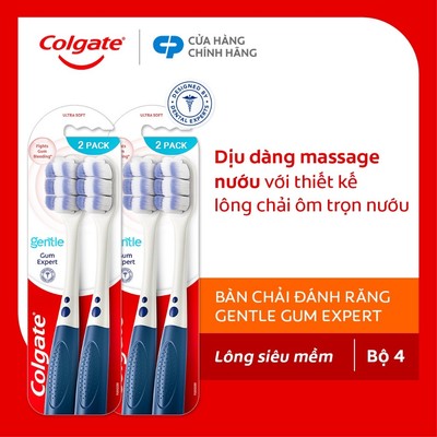 Bộ 4 Bàn chải Colgate Gentle Gum Expert lông dày siêu mềm, ôm sát nướu, giảm chảy máu nướu