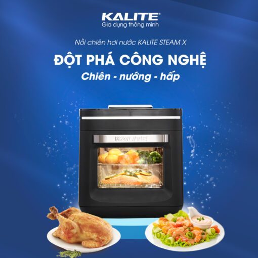 🌟 Nồi Chiên Không Dầu Kết Hợp Hấp Kalite Steam X - Công Suất 1700W, Dung Tích 15L