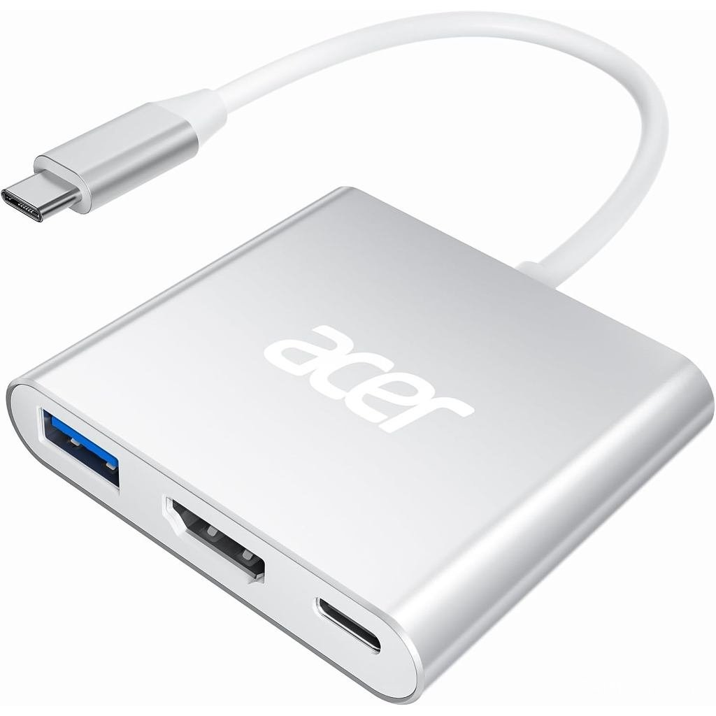 Acer USB C to HDMI Adapter, 4K USB C Hub with 100W PD, USBA 3.0 Port, HDMI to USBC Multiport Digital