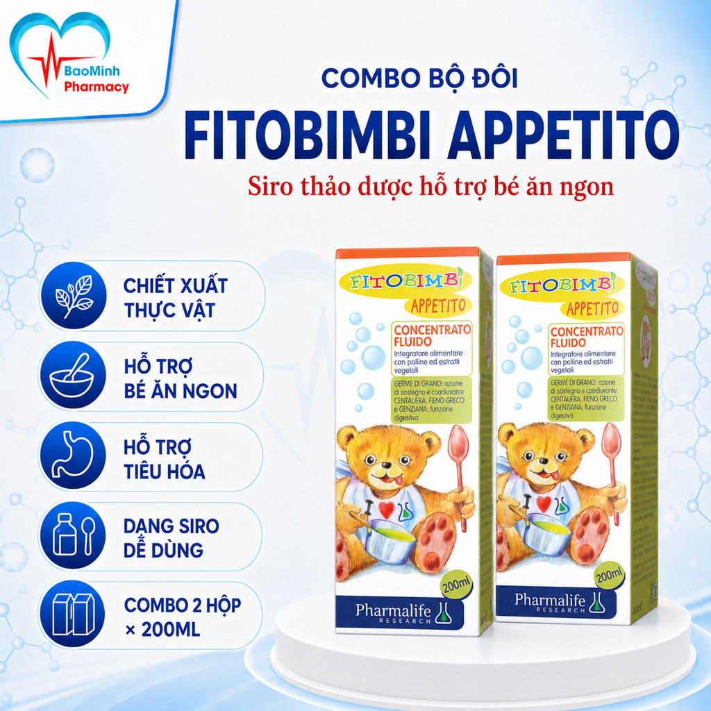 Combo 2 Hộp Siro Ăn Ngon Fitobimbi Appetito - Siro Ăn Ngon 3 Tác Động