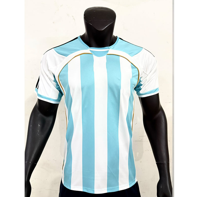 Retro Jersey Bóng Đá Nhà Argentina Jersey 2006 Quần Áo Hàng Đầu Bóng Đá World Cup Tay Ngắn GN5J
