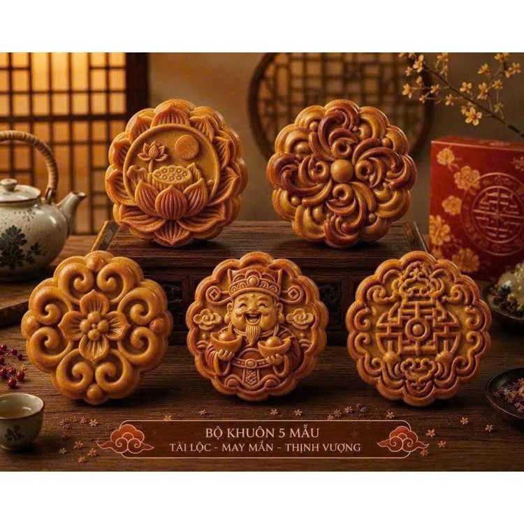 Khuôn Trung Thu Nhấn Lò Xo Nhiều Mặt 50g-300g