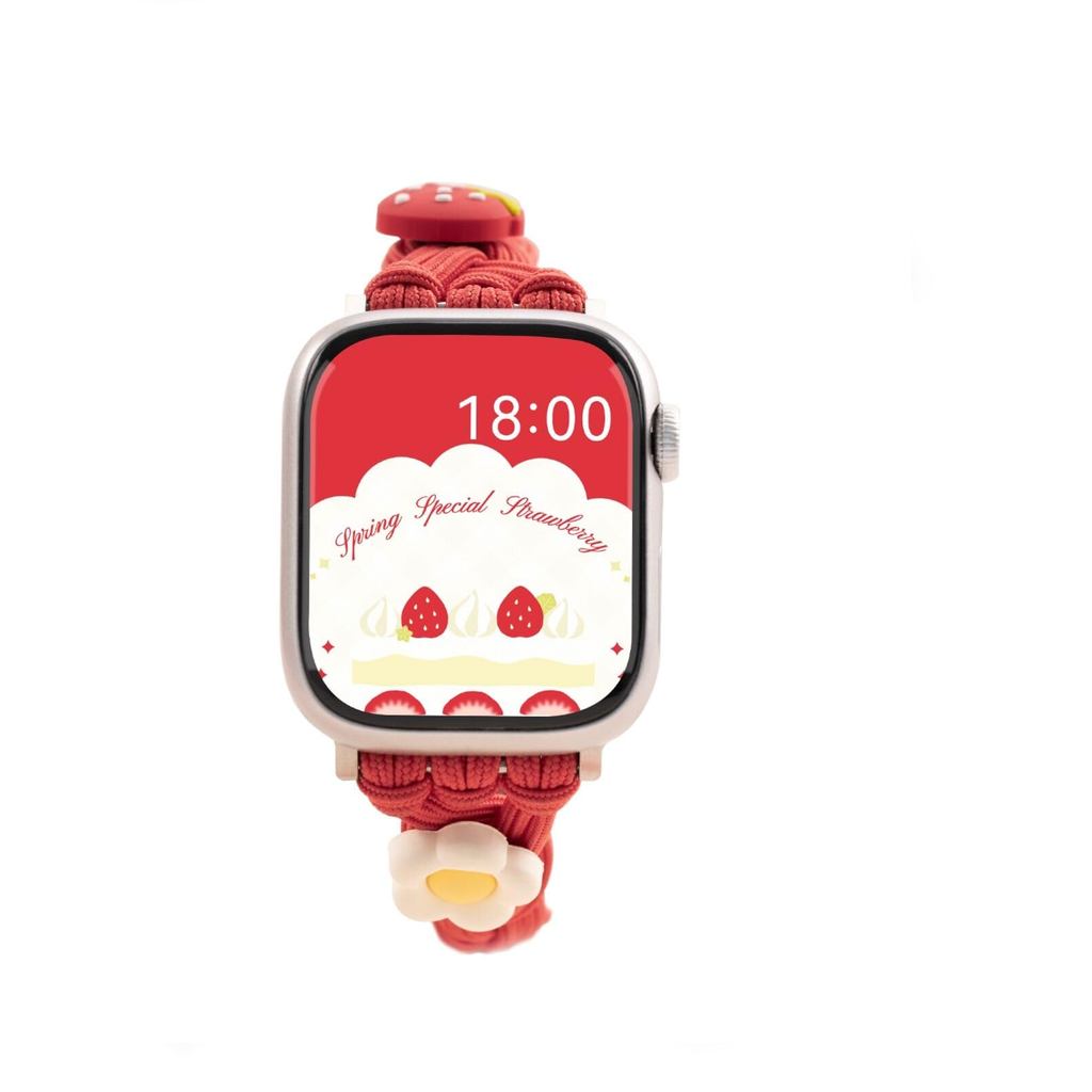 Dây đeo đồng hồ dâu tây Tương thích với Apple Watch Series 7-11 SE Sweet Cream, Dây đeo thay thế có 