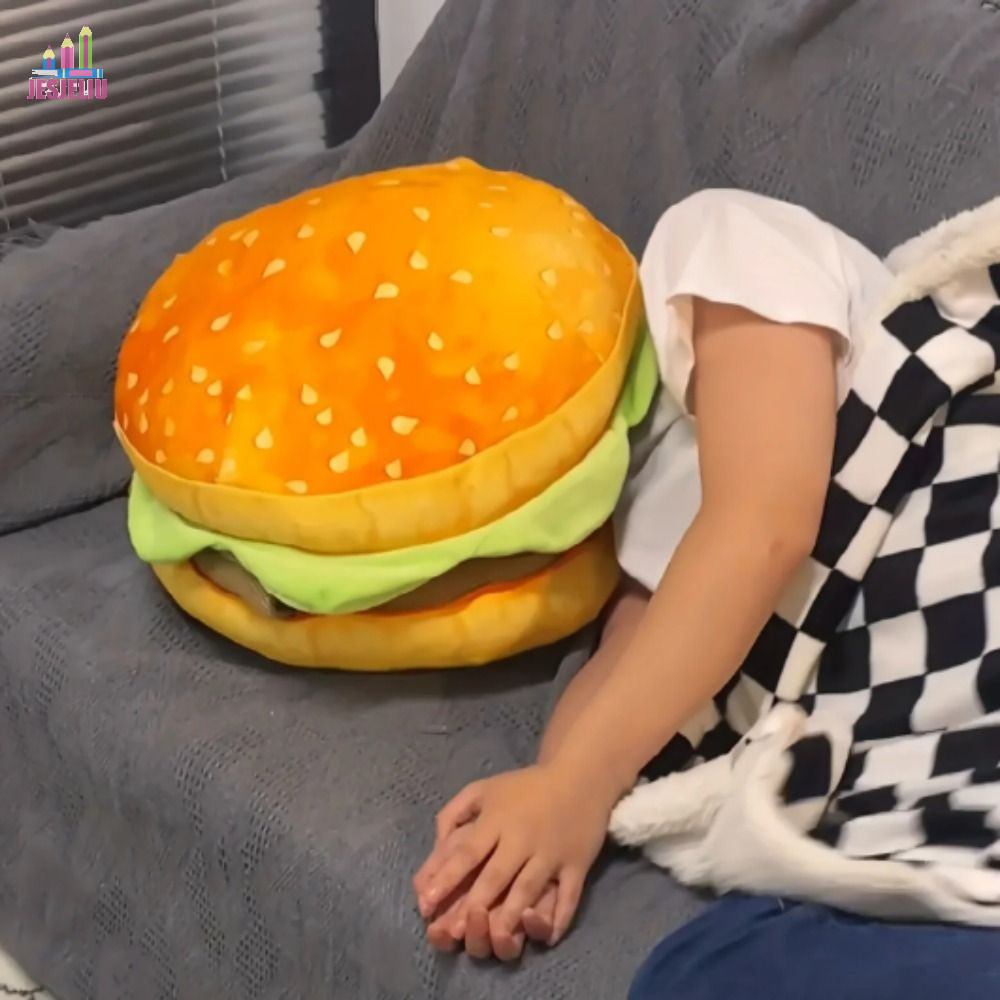 JESJELIU Gối Burger Thực Tế, Gối Burger Lớn Thực Tế Burger, Mềm Mại Sang Trọng Mô Phỏng Burger Vui N