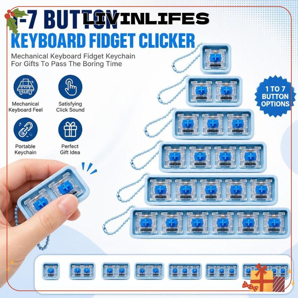 ILIVINLIFE Móc khóa cơ khí Fidget, 1-7 phím Móc khóa đính kèm Bàn phím Fidget Clicker Toy, Công tắc 