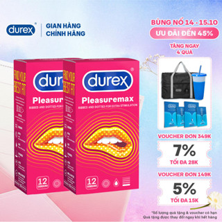 Bộ 2 hộp bao cao su Durex Pleasuremax gân gai, size 56mm, 12 bao/hộp