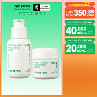 Bộ Tinh chất dưỡng ẩm Trà Xanh Green Tea Seed Serum 80mL và Kem dưỡng ẩm trà xanh INNISFREE Green Tea Seed Cream 50ml