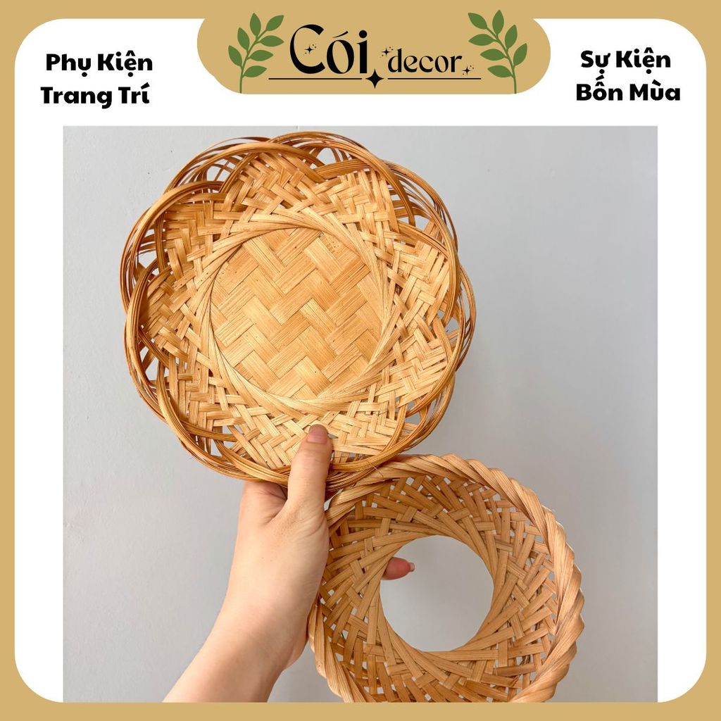 Rế tre, rế lót nồi, đĩa tre cánh sen lót nồi, đựng hoa quả trang trí decor Cói decor
